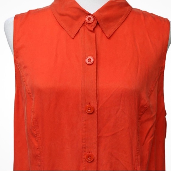 Soft Sorroundings orange shimmery cascade sleeveless button up Dress - Picture 3 of 8